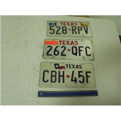 3 Texas License Plates