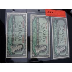 3 Canadian $1.00 Bills CHOICE OF LOTS