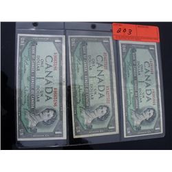 3 Canadian $1.00 Bills CHOICE OF LOTS
