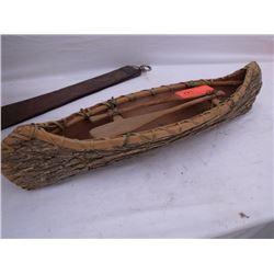 Birch bark lined canoe model