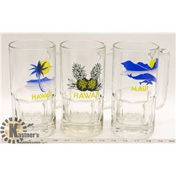 FLAT OF 3 LARGE HAWAII BEER MUGS