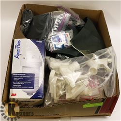 BOX OF COATED WORK GLOVES, SPRAY BOTTLE (SPRAYER