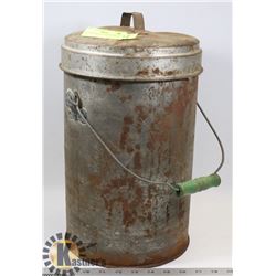 ANTIQUE METAL CANISTER WITH LID