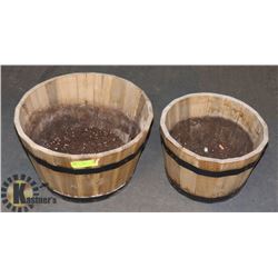 PAIR OF WOOD PLANT POTS