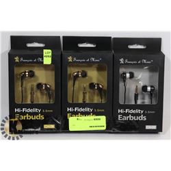 BUNDLE OF 3 HI-FIDELITY EARBUDS