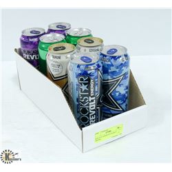 BOX OF 8 ASSORTED ENERGY DRINKS