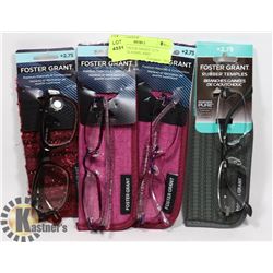 SET OF 4 FOSTER GRANT +2.75 READING GLASSES, ASST