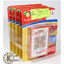 BUNDLE OF 5 DECKS OF PLAYING CARDS AND DICE