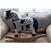 Image 1 : 27) BLACK AND WHITE PLUSH ROCKING HORSE