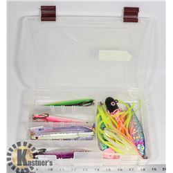 TRAY W/ HEAVY IRON SALMON / HALIBUT FISHING LURES