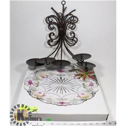 ELGANZA 14" HOSTESS PLATTER & 2 WALL CANDELABRAS