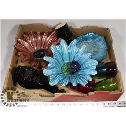 LOT OF COLOURED GLASS DISHES