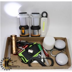 FLAT OF  EDDIE BAUER ITEMS: LANTERN, POWERBANK &