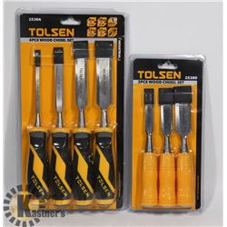 NEW TOLSEN 3 PC & 4 PC WOOD CHISEL SETS
