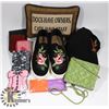 Image 1 : LOT OF SMALL PURSES, SHOES, HAT, READING GLASSES
