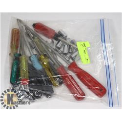 ASSORTED BAG OF TOOLS/SOCKETS USED