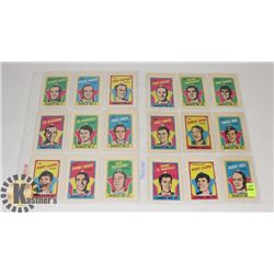 TWO SHEETS OF HOCKEY CARDS