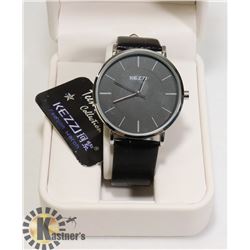 NEW KEZZI LADIES WATCH WITH LEATHER STRAP BLACK