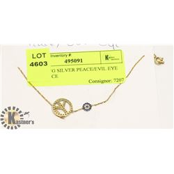 STERLING SILVER PEACE/EVIL EYE NECKLACE