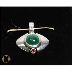 STERLING SILVER .925 EMERALD/RUBY PENDANT