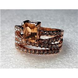 8) ROSE GOLD 18K FILLED MORGANITE RING