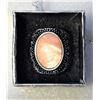 Image 1 : 15)  OVAL PEACH AGATE  RING SET IN A