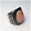 Image 2 : 15)  OVAL PEACH AGATE  RING SET IN A