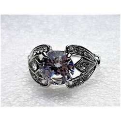 11)  LAB CREATED WHITE TOPAZ,  RING