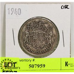 1940 CANADIAN SILVER 50CENT COIN