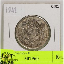 1941 CANADIAN SILVER 50CENT COIN
