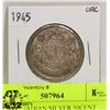 Image 1 : 1945 CANADIAN SILVER 50CENT COIN