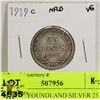 Image 1 : 1919 NEWFOUNDLAND SILVER 25 CENT COIN
