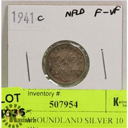 1941 NEWFOUNDLAND SILVER 10 CENT COIN