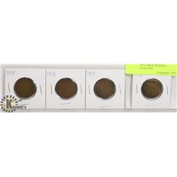 4 CANADIAN LARGE PENNIES, YEARS 1916 TO 1919