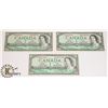 Image 1 : THREE 1954 CANADIAN $1 BANK NOTES