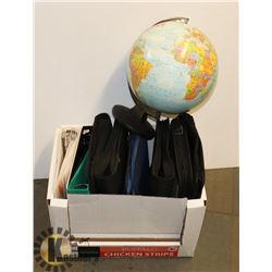 LAPTOP BAG AND 8 BINDERS WITH A GLOBE