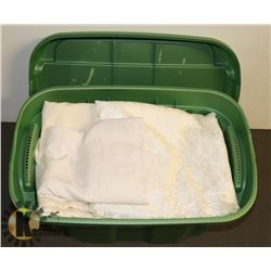 GREEN TUB FULL OF ASSORTED MATERIAL