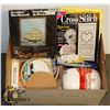 Image 1 : BOX WITH ASSORTED ARTS AND CRAFTS ITEMS