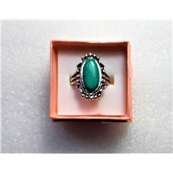 1)  SILVER TONE ELONGATED TURQUOISE
