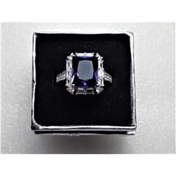 5)  EMERALD SQUARE CUT PURPLE HALO