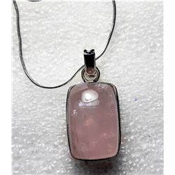 23)  RECTANGULAR CUT ROSE QUARTZ PENDANT