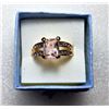 Image 1 : 6)  ROSE GOLD PLATED PINK EMERALD CUT CZ