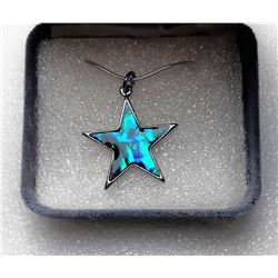 11)  STAR SHAPED BLUE ABALONE PENDANT ON