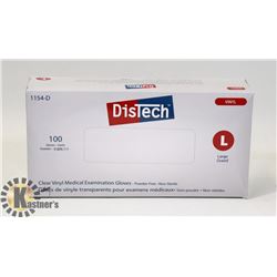 DISTECH CLEAR VINYL MEDIAL EXAMINATION GLOVES