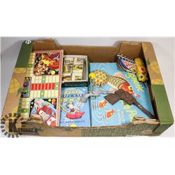 COLLECTION OF ANTIQUE TIN TOYS - CAP GUNS BOARD GA