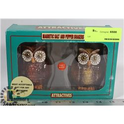 OWL SHAPE MAGNETIC SALT AND PEPPER SHAKERS