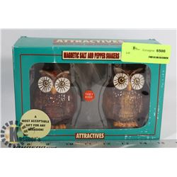 OWL SHAPE MAGNETIC SALT AND PEPPER SHAKERS