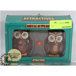 OWL SHAPE MAGNETIC SALT AND PEPPER SHAKERS