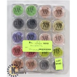 FLAT OF 20 ASSORTED MICABELLA SHIMMER POWDER