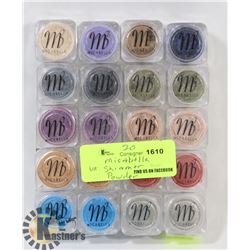 FLAT OF 20 ASSORTED MICABELLA SHIMMER POWDER